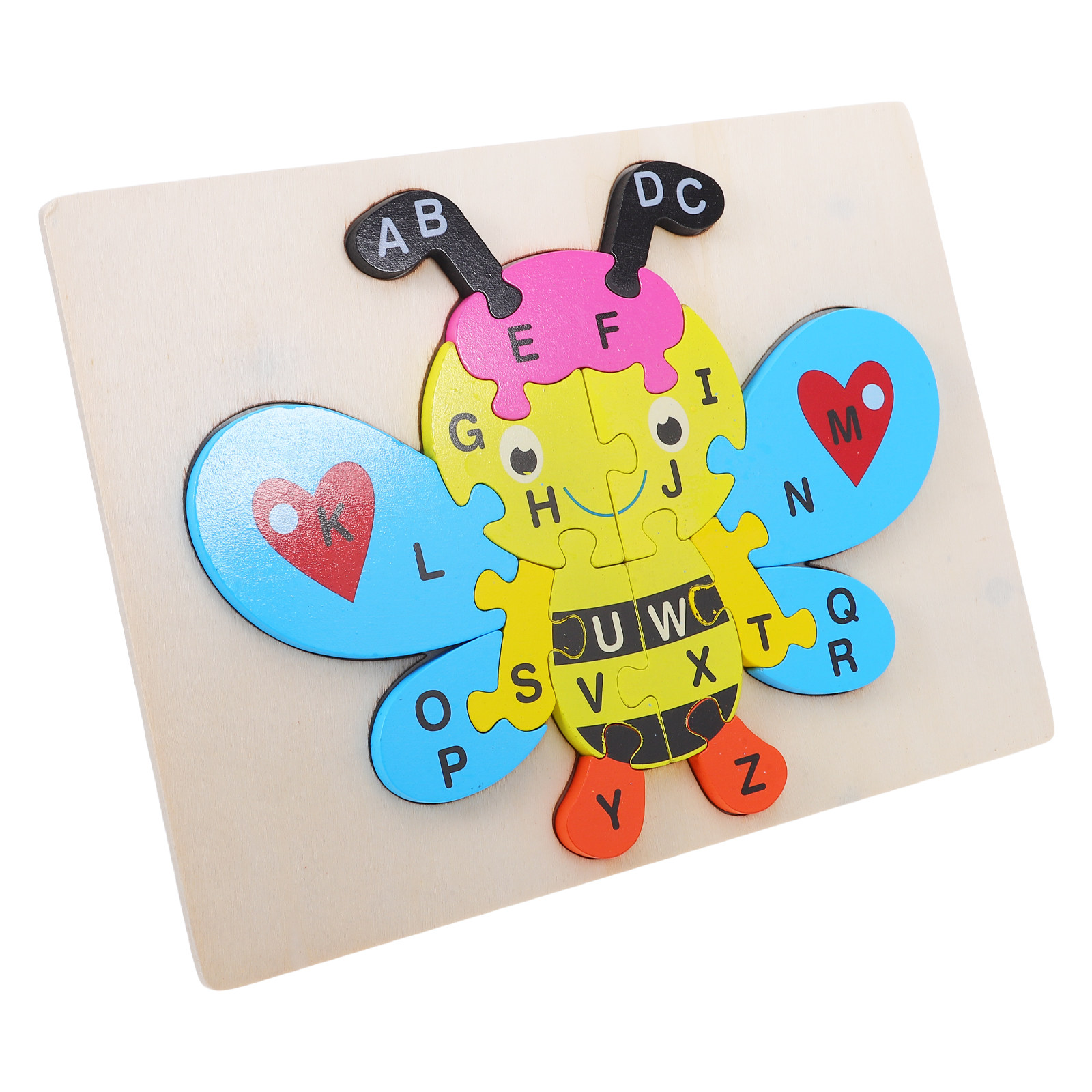 Abc Kids Early Education - 1Set Wooden Abc Puzzle Bee Shape